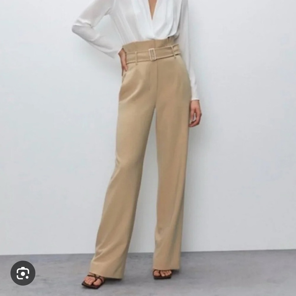 Babaton Baby Blue Wide Leg High-Waisted Cream Pants - Picture 10 of 15